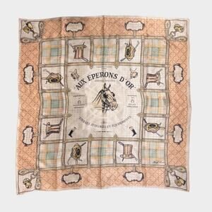 Vintage Mark Cross Equestrian Theme Classic Silk Scarf Paris France 35”x35”